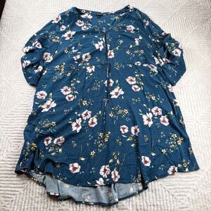 Torrid Dress Plus Size 5 Blue Floral Challis Zip Front Boho Festival Summer